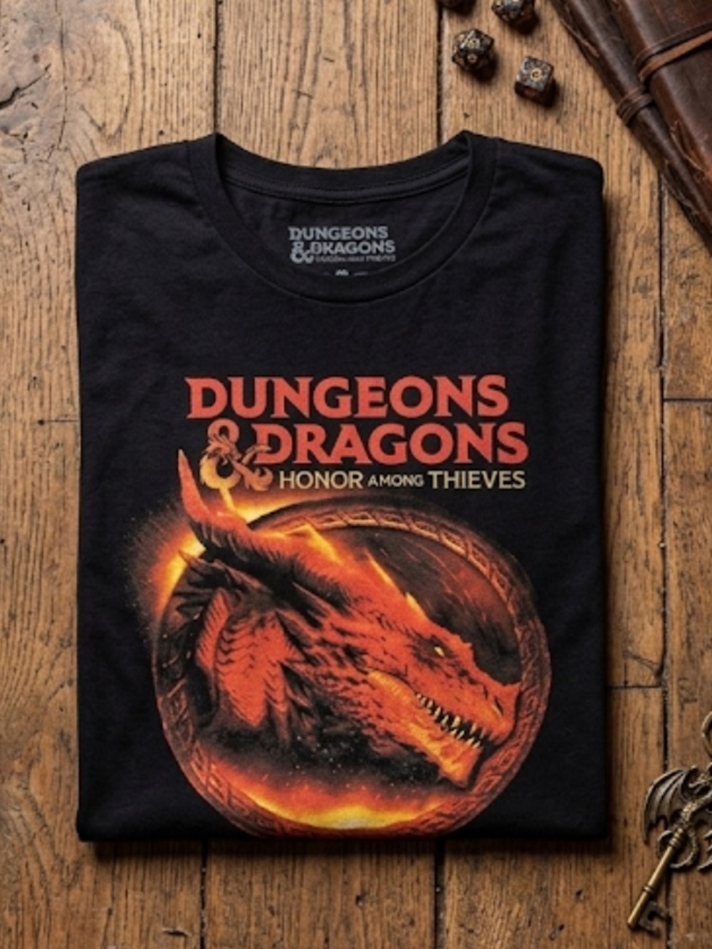 Dungeons & Dragons Black T-Shirt with Red Dragon Graphic